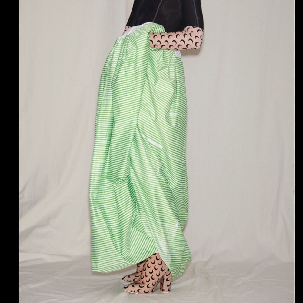 Marine Serre Regenerated Ball Skirt Green Striped